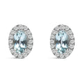 10K White Gold 5x3 MM Oval Purple Amethyst and Diamond Halo Stud Earrings (I-J Color, I1-I2 Clarity) by Bids.com