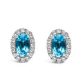 10K White Gold 5x3 MM Oval Purple Amethyst and Diamond Halo Stud Earrings (I-J Color, I1-I2 Clarity) by Bids.com