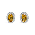 10K White Gold 5x3 MM Oval Purple Amethyst and Diamond Halo Stud Earrings (I-J Color, I1-I2 Clarity) by Bids.com