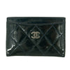 Chanel Quilted Patent Leaher Black Card Case #5869