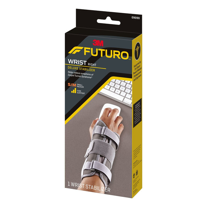 FUTURO Deluxe Wrist Stabilizer - Firm Support for Right Hand, Small/Medium - Grey by Pasteur Pharmacy