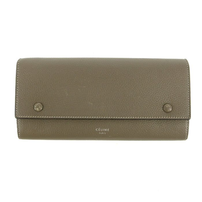 Celine Long Flap Calfskin Leather Grey Wallet #5874 by Bolt Boutique