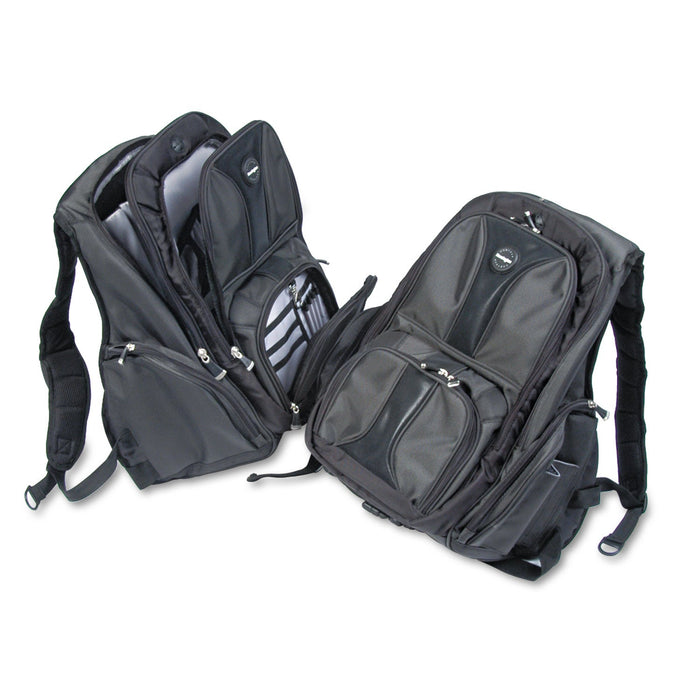 Kensington Contour Laptop Backpack, Fits Devices Up to 17", Ballistic Nylon, 15.75 x 9 x 19.5, Black