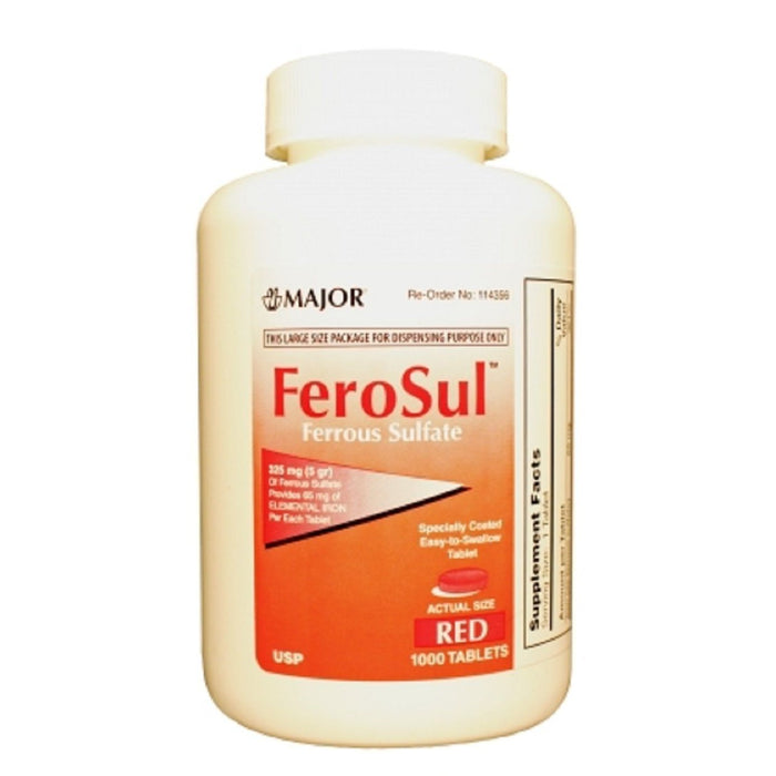 Major FeroSul Ferrous Sulfate 325 Mg - 1000 Red Tablets by Pasteur Pharmacy