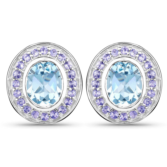 6.30 Carat Genuine Blue Topaz and Tanzanite .925 Sterling Silver Earrings by Bids.com