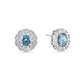 Silver Natural Cushion Shaped Blue Topaz Earrings & Necklace Jewelry Sets by Fine Color Jewels