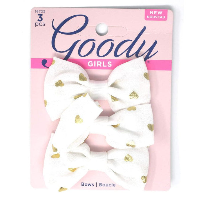 Goody Girls White Hair Bow Heart Barrettes 2.75" - 3 Pieces by Pasteur Pharmacy
