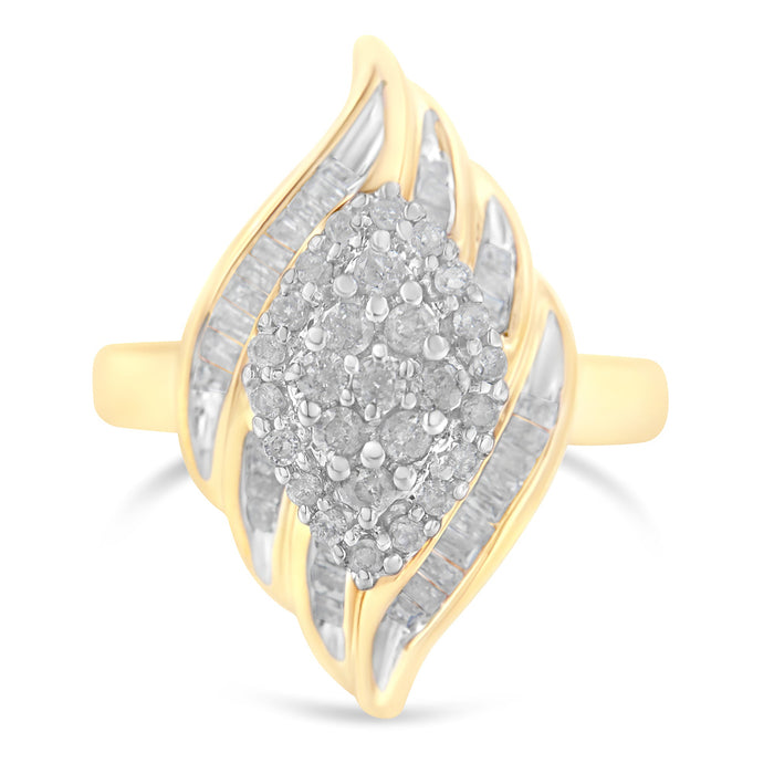 10K Yellow Gold Diamond Cocktail Ring (3/4 Cttw, I-J Color, I2-I3 Clarity) - Size 8 by Bids.com