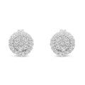 14K White Gold 1/2 Cttw Brilliant-Cut Diamond Halo-Style Cluster Round Button Stud Earrings (H-I Color, I1-I2 Clarity) by Bids.com