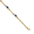 Genuine Blue Sapphire 14K Heart Gold Bracelet by Fine Color Jewels