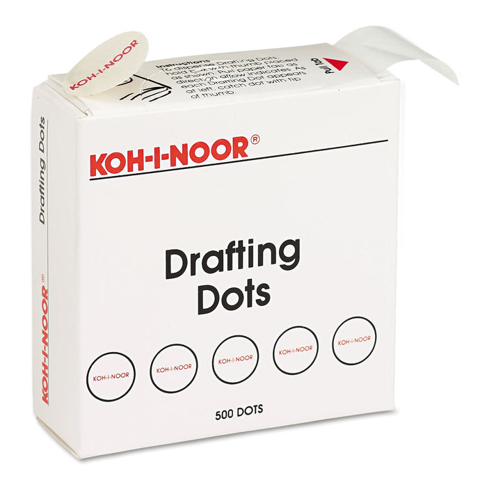 Koh-I-Noor Adhesive Drafting Dots, 0.88" dia, Dries Clear, 500/Box