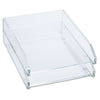 Kantek Clear Acrylic Letter Tray, 2 Sections, Letter Size Files, 10.5" x 13.75" x 2.5", Clear, 2/Pack