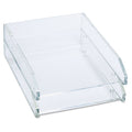 Kantek Clear Acrylic Letter Tray, 2 Sections, Letter Size Files, 10.5" x 13.75" x 2.5", Clear, 2/Pack