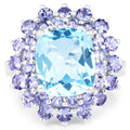 11.22 Carat Genuine Blue Topaz and Tanzanite .925 Sterling Silver Ring by Bids.com