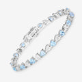 7.50 Ct Heart Blue Topaz & Diamond Prong Silver Tennis Bracelet by Fine Color Jewels
