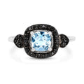 1.19 Carat Genuine Swiss Blue Topaz & Black Diamond .925 Sterling Silver Ring by Bids.com