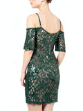 Sequin Hearts Womens Juniors Lace Mini Cocktail Dress Green, Size 5 by Vanessa Jane