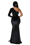 One Shoulder Velvet Cocktail Dress by The House of Stylez