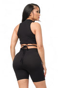 Seamless Front Waist Back Tie Top and Shorts Set by The House of Stylez