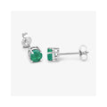 0.72 Ct Round Green Zambian Emerald Prong 10K Stud Earrings by Fine Color Jewels