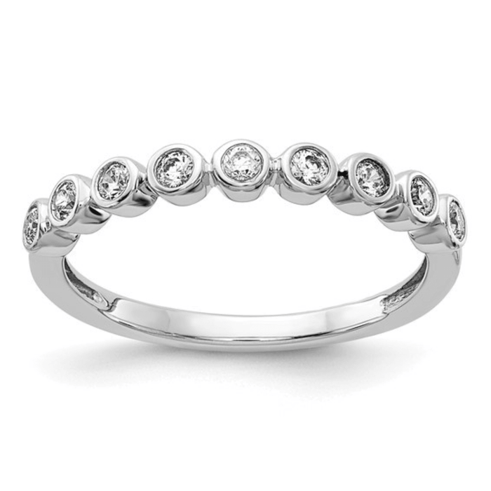 14K White Gold Lab Diamond Half Eternity Ring by Fine Color Jewels
