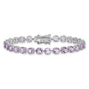 Round Purple Amethyst Prong Sterling Silver Tennis Bracelet
