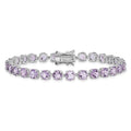 Round Purple Amethyst Prong Sterling Silver Tennis Bracelet by Fine Color Jewels