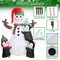 5.9Ft Snowman and Penguin Blow Up Yard Decoration with LED Light Built-in Air Blower by DailySale