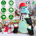 5.9Ft Snowman and Penguin Blow Up Yard Decoration with LED Light Built-in Air Blower by DailySale