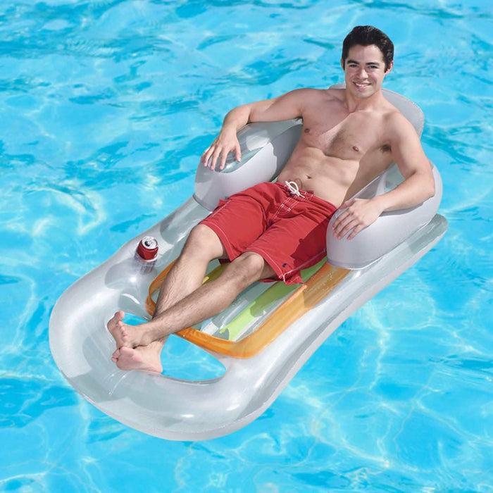 59in Inflatable Pool Float Raft with Headrest Armrest Cupholder by DailySale