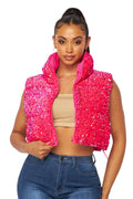 Sequin Velvet Puffer Vest by The House of Stylez