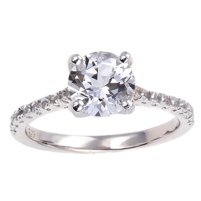 White Topaz Pave Promise Ring by Fine Color Jewels