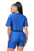 Front Pockets Detail Crop Top and Biker Shorts Set by The House of Stylez