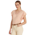 Lauren Ralph Lauren Womens Linen-Blend Jersey Flutter-Sleeve T-Shirt by Vanessa Jane