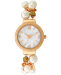 Inc Womens Rose Gold-Tone Crystal and Imitation Pearl Stretch Watch 32mm by Vanessa Jane