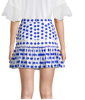 Alexis Womens Harley White Applique Polka Dot Fringe Mini Skirt, Size Small by Vanessa Jane