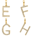 14K Gold Letter Initial Pave Diamond Pendant by Fine Color Jewels