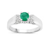 0.42 Ct Round Green Zambian Emerald & Lab Grown Diamond Prong Silver Promise Ring
