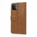 Indy Series Brown Leather Wallet Case - iPhone 13 Mini by Zerodamage Sahara Case LLC