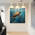 Turtle In Seagrass Coastal Wall Art by Tailored Canvases