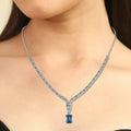 Natural London Blue Topaz Birthstone Necklace by Fine Color Jewels