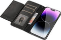 iPhone 14 Pro Max Protection Kit Bundle - Leather Folio Wallet Case with Tempered Glass Screen and Camera Protector (Black) by Zerodamage Sahara Case LLC