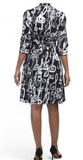 LOVE MOSCHINO Jabot Music Notes Printed Dress, Size 6 by Vanessa Jane