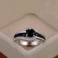 3.16Ct Round Black Spinel Prong Sterling Silver Engagement Bypass Ring by Fine Color Jewels