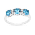 Three Stone Blue Topaz Ring by Fine Color Jewels