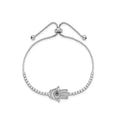 CZ Evil Eye Hamsa Adjustable Bracelet by Fine Color Jewels