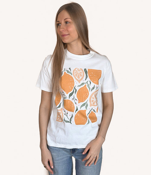 Whimsical Lemon Graphic Tee - White by Boutique 23