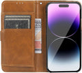 iPhone 14 Pro Max Protection Kit Bundle - Leather Folio Wallet Case with Tempered Glass Screen and Camera Protector (Brown) by Zerodamage Sahara Case LLC