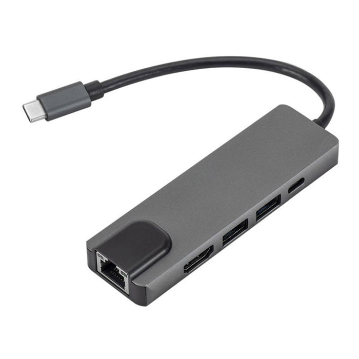 SaharaCase 5-in-1 USB-C Hub with Ethernet – Multiport Adapter with 4K HDMI, 100W PD Charging, and RJ45 – For MacBook & PC by Zerodamage Sahara Case LLC