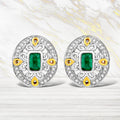0.69 Carat Genuine Zambian Emerald and White Diamond .925 Sterling Silver Earrings by Bids.com